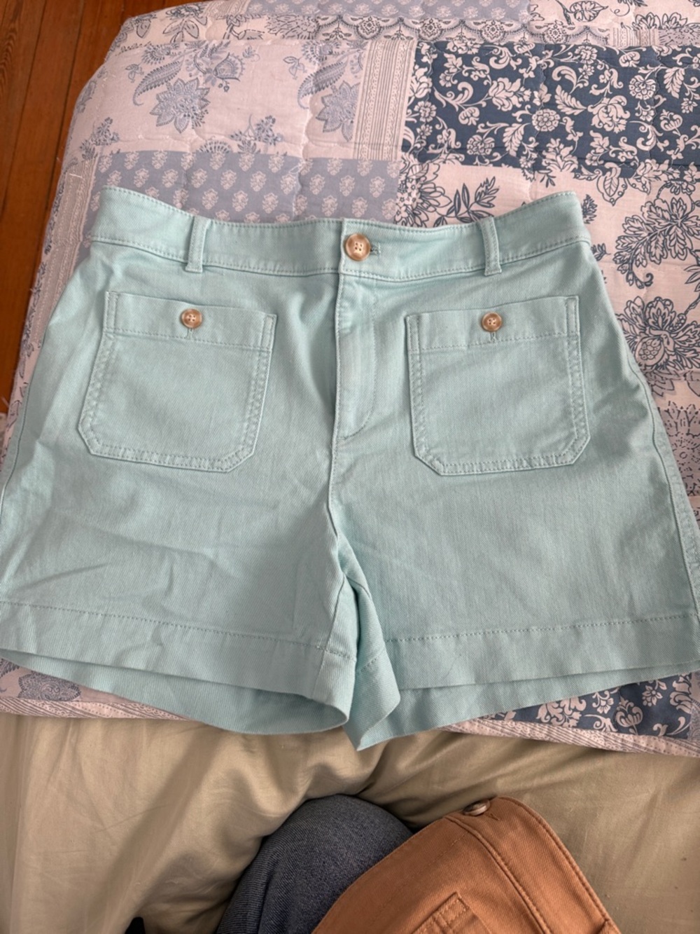 LOFT Light Aqua High-Rise Casual Pocket Shorts